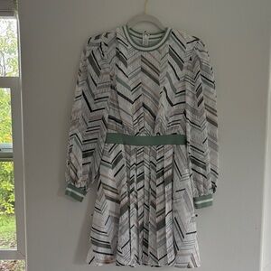 Ted Baker Chevron Patterned Dress with Green Accents